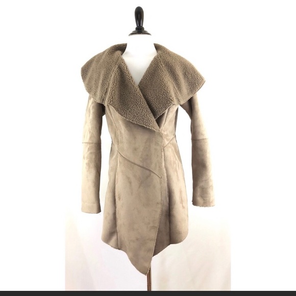 Fever Faux Shearling Coat Shawl Collar - Picture 2 of 6